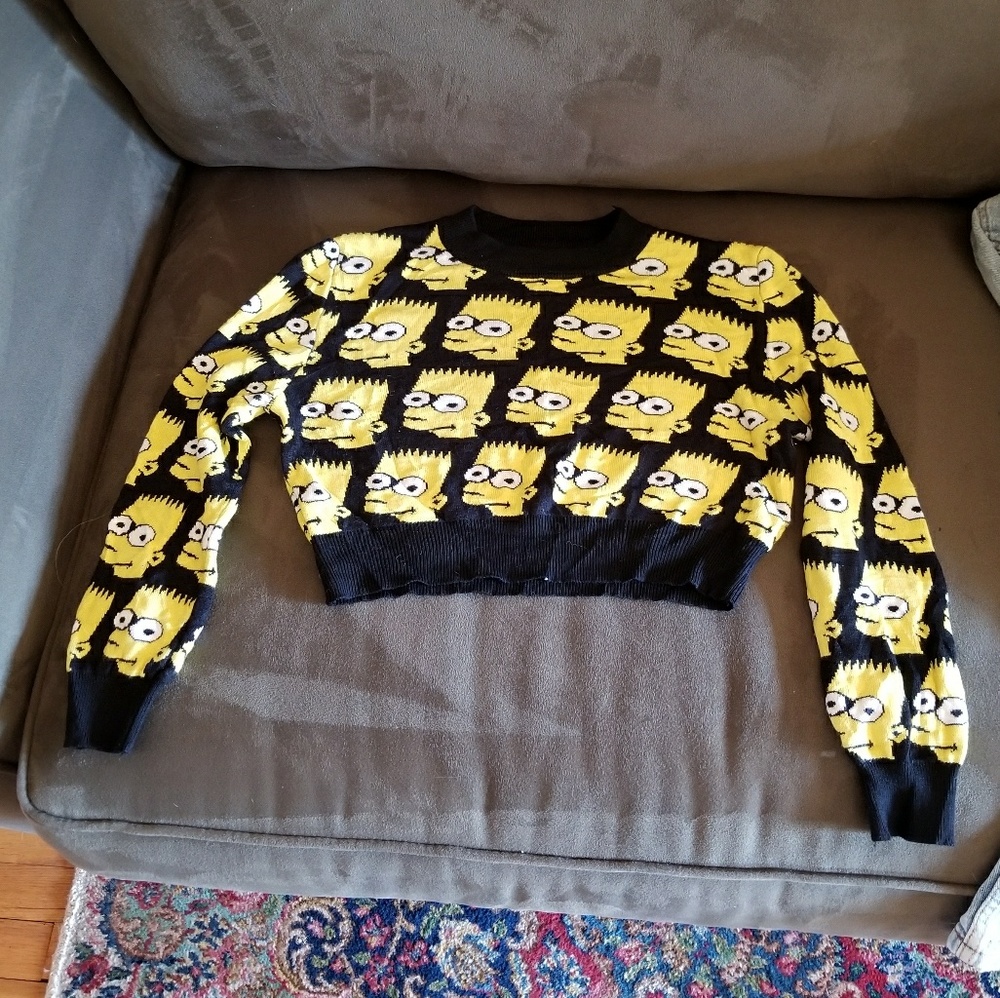 Xs Bart Simpson crop top knit sweater